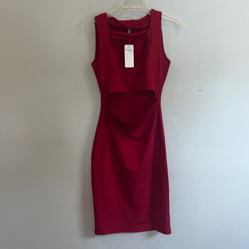 Red body con sexy dress with cut outs